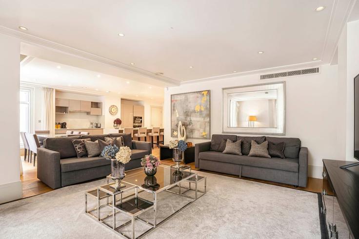 Sala de estar elegantemente projetada com móveis modernos em um apartamento no Building Park Lane - kenton-hostaway - 1328947 em City of Westminster, London