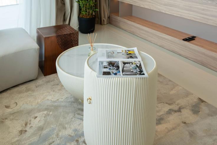 Elegantly designed living room with modern furnishings in an apartment at Building Tariaq Bedon Esm - keyrock-holiday-homes - 1264802 - DXB in The Palm Jumeirah, Dubai Elegantly designed living room with modern furnishings in an apartment at Building Tariaq Bedon Esm - keyrock-holiday-homes - 1264802 - DXB in The Palm Jumeirah, Dubai