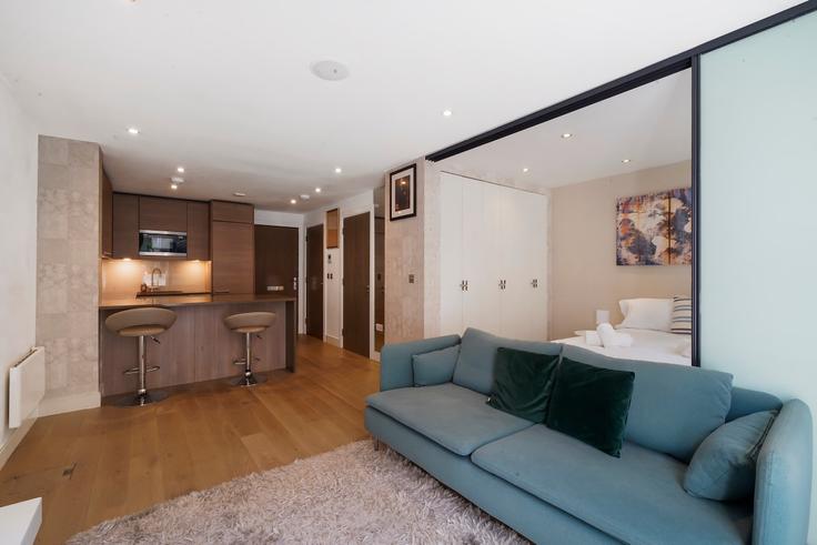London Borough of Hammersmith and Fulham, London에 위치한 Building Townmead Road - kings-home-accommodation - 1539634 유닛의 세련된 인테리어가 돋보이는 거실 London Borough of Hammersmith and Fulham, London에 위치한 Building Townmead Road - kings-home-accommodation - 1539634 유닛의 세련된 인테리어가 돋보이는 거실