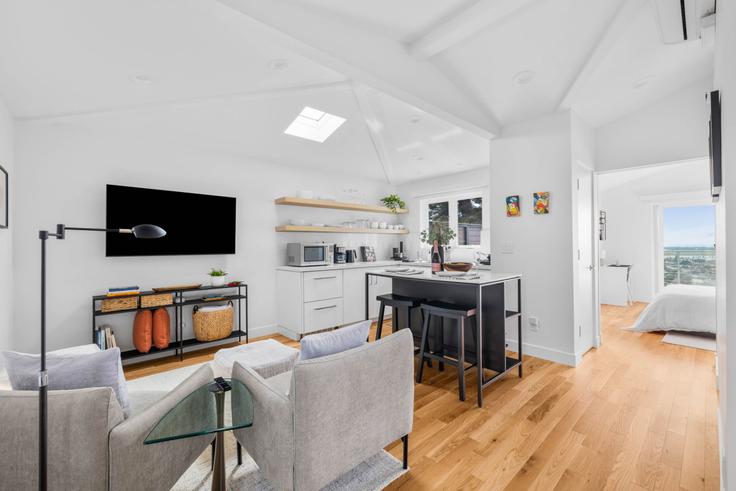 Elegantly designed living room with modern furnishings in an apartment at Building March Place - kubandaproperties - 1288267 - SAN in San Diego, San Diego