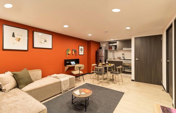 Salle de séjour élégante avec mobilier moderne dans un appartement à Building Carlos Dickens - kukun - 1022762 - MEX à Mexico City, Mexico City