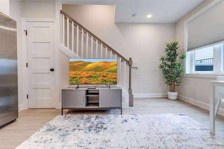 Elegantly designed living room with modern furnishings in an apartment at Building Kennedy Street Northwest - leyla-matt - 1582523 in Washington, Washington