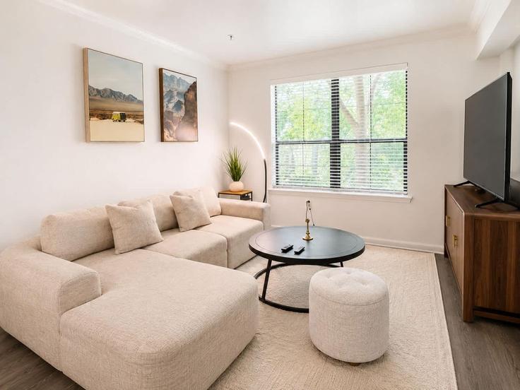 Salle de séjour élégante avec mobilier moderne dans un appartement à Building College Park Drive - lk-property-holdings - 1603667 à The Woodlands, The Woodlands Salle de séjour élégante avec mobilier moderne dans un appartement à Building College Park Drive - lk-property-holdings - 1603667 à The Woodlands, The Woodlands