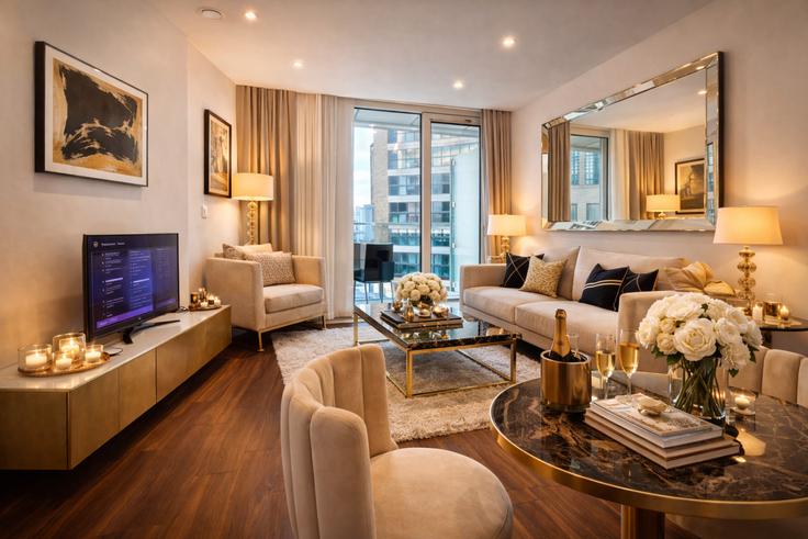 Salle de séjour élégante avec mobilier moderne dans un appartement à Building Aldgate High Street - lls - 1390897 à City of London, London