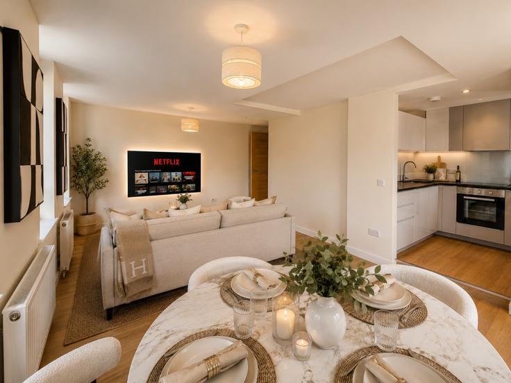Elegante sala de estar con mobiliario moderno en un apartamento en Building Cowthorpe Road - lls - 1542736 en London Borough of Wandsworth, London Elegante sala de estar con mobiliario moderno en un apartamento en Building Cowthorpe Road - lls - 1542736 en London Borough of Wandsworth, London