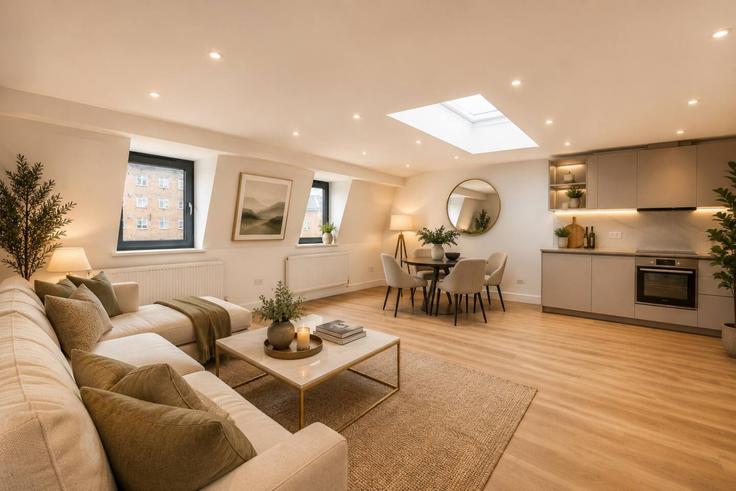 Salle de séjour élégante avec mobilier moderne dans un appartement à Building Wilson Street - lls - 1553556 à London Borough of Wandsworth, London Salle de séjour élégante avec mobilier moderne dans un appartement à Building Wilson Street - lls - 1553556 à London Borough of Wandsworth, London