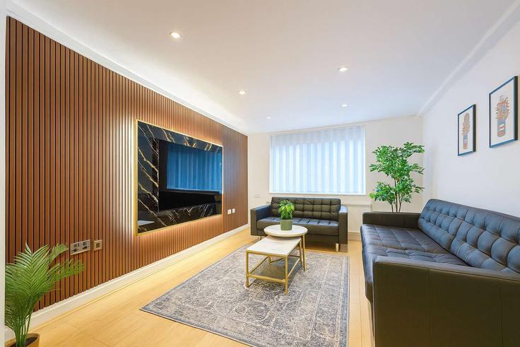 Elegant gestaltetes Wohnzimmer mit moderner Einrichtung in einer Wohnung im Building Edgware Road - londoners - 1359592 in City of Westminster, London