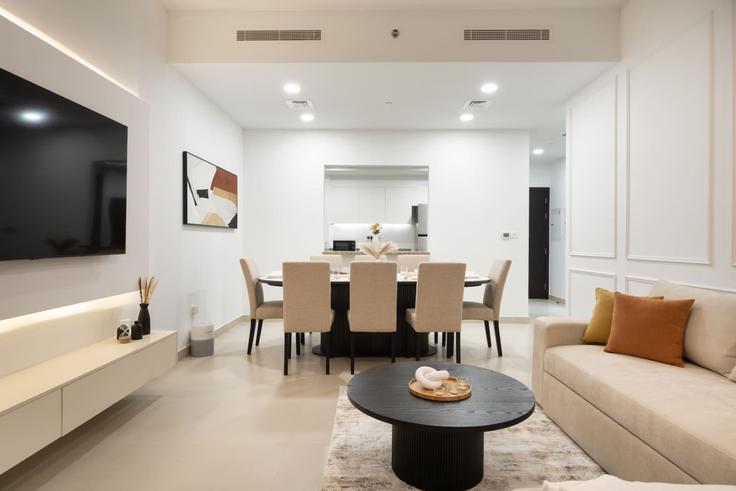 Elegant gestaltetes Wohnzimmer mit moderner Einrichtung in einer Wohnung im Building Burj Khalifa Boulevard - luxelivingcollection - 1287066 - DXB in Downtown Dubai, Dubai Elegant gestaltetes Wohnzimmer mit moderner Einrichtung in einer Wohnung im Building Burj Khalifa Boulevard - luxelivingcollection - 1287066 - DXB in Downtown Dubai, Dubai