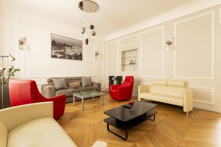 Elegantly designed living room with modern furnishings in an apartment at Building Rue Laugier - madeforyouhostaway - 1497783 in 17th arrondissement, Paris Elegantly designed living room with modern furnishings in an apartment at Building Rue Laugier - madeforyouhostaway - 1497783 in 17th arrondissement, Paris