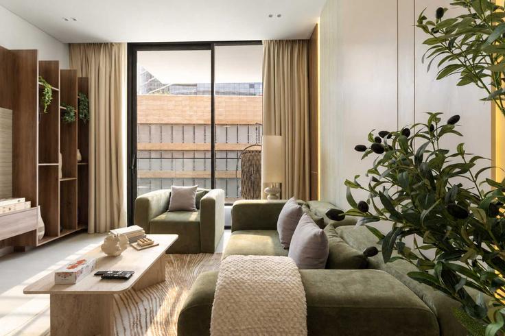Sala de estar elegantemente projetada com móveis modernos em um apartamento no Building Westar Reflections Driveway - majestay - 1608673 em Al Barsha South Fourth, Dubai Sala de estar elegantemente projetada com móveis modernos em um apartamento no Building Westar Reflections Driveway - majestay - 1608673 em Al Barsha South Fourth, Dubai