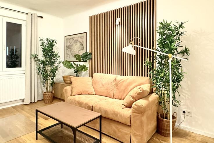 Salle de séjour élégante avec mobilier moderne dans un appartement à Building Bergsteiggasse - maria-lee - 1514908 à Vienna, Vienna