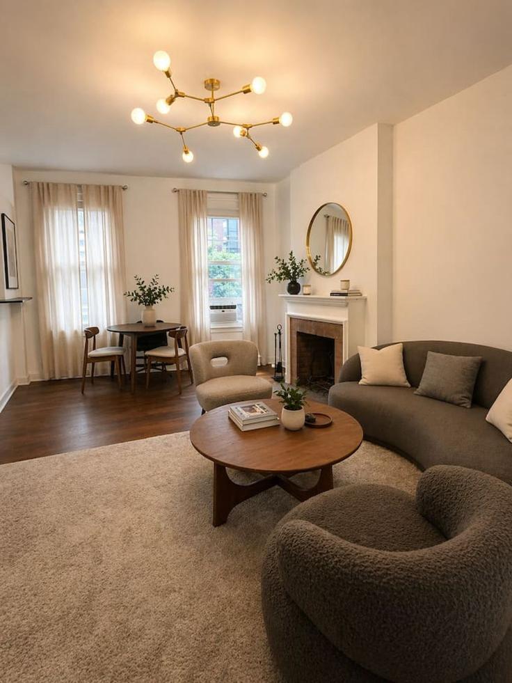 Elegante sala de estar con mobiliario moderno en un apartamento en Building W 4th Street - max-lux-rentals - 1541840 en Manhattan, New York Elegante sala de estar con mobiliario moderno en un apartamento en Building W 4th Street - max-lux-rentals - 1541840 en Manhattan, New York