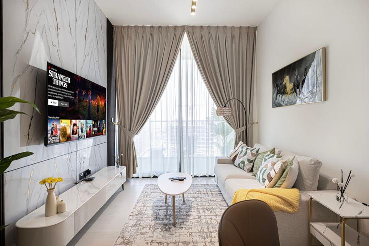 1 apartamento de un dormitorio amueblado en Bijada Boulevard North 1282162P , Jumeirah Village, Dubai, foto 1