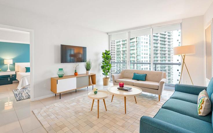Miami, Miami에 위치한 Building Brickell Avenue - miami-vacation-rentals - 1240518 - MIA 아파트의 세련된 인테리어가 돋보이는 거실