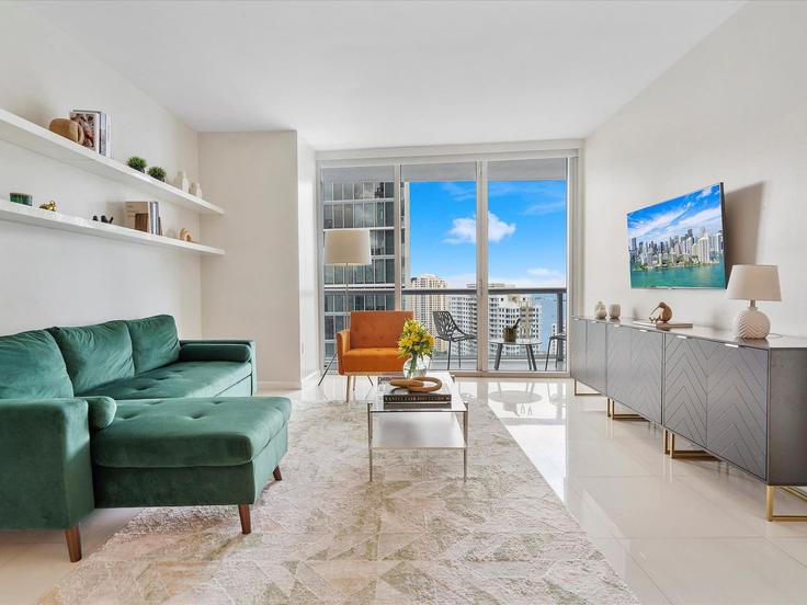 Elegantly designed living room with modern furnishings in an apartment at Building Brickell Avenue - miami-vacation-rentals - 1240563 - MIA in Miami, Miami Elegantly designed living room with modern furnishings in an apartment at Building Brickell Avenue - miami-vacation-rentals - 1240563 - MIA in Miami, Miami