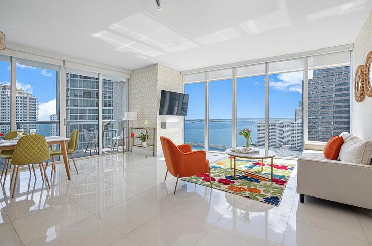 Miami, Miami에 위치한 Building Brickell Avenue - miami-vacation-rentals - 1240555 - MIA 아파트의 세련된 인테리어가 돋보이는 거실