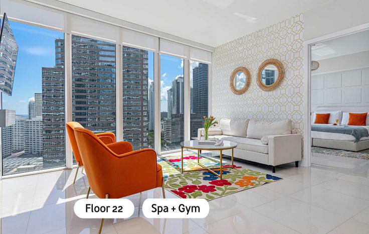 Miami MiamiのBuilding Brickell Avenue - miami-vacation-rentals - 1240555 - MIAのアパートメントにある、モダンな家具を備えたエレガントなデザインのリビングルーム Miami MiamiのBuilding Brickell Avenue - miami-vacation-rentals - 1240555 - MIAのアパートメントにある、モダンな家具を備えたエレガントなデザインのリビングルーム