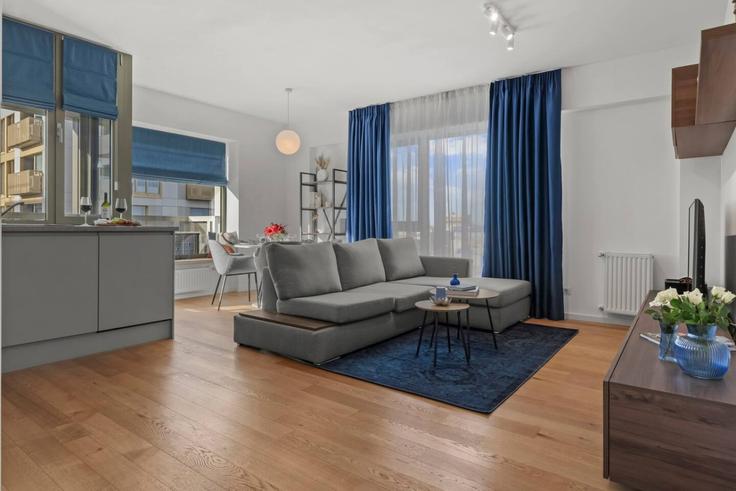 Bucharest, Bucharest에 위치한 Building Strada Căpitan Alexandru Șerbănescu - mido-rent - 1499762 유닛의 세련된 인테리어가 돋보이는 거실 Bucharest, Bucharest에 위치한 Building Strada Căpitan Alexandru Șerbănescu - mido-rent - 1499762 유닛의 세련된 인테리어가 돋보이는 거실