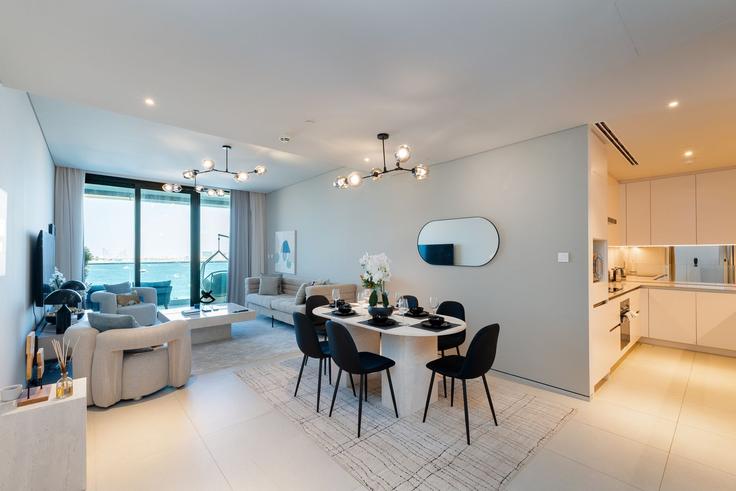 Dubai Marina, Dubai에 위치한 Building Al Mamsha Street - mint-stay-homes-rental-llc - 1296416 - DXB 아파트의 세련된 인테리어가 돋보이는 거실