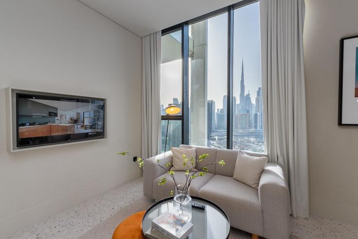 Business Bay, Dubai에 위치한 Building Tariaq Bedon Esm - mint-stay-homes-rental-llc - 1296473 - DXB 아파트의 세련된 인테리어가 돋보이는 거실