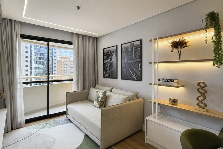 Salle de séjour élégante avec mobilier moderne dans un appartement à Building Rua Tuim - mon-apart-homes-llc - 1629788 à Vila Uberabinha, São Paulo Salle de séjour élégante avec mobilier moderne dans un appartement à Building Rua Tuim - mon-apart-homes-llc - 1629788 à Vila Uberabinha, São Paulo