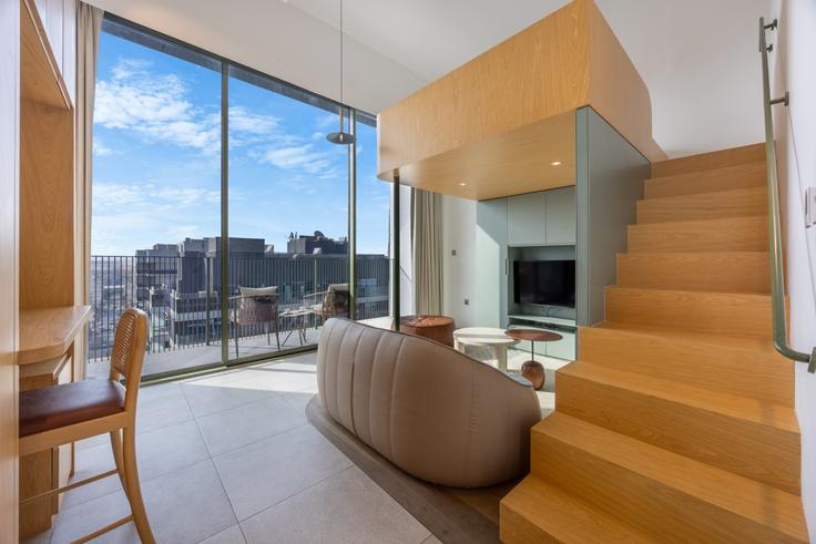 Elegant gestaltetes Wohnzimmer mit moderner Einrichtung in einer Wohnung im Building 22B Street - moodholidayhomes - 1054067 - DXB in Al Satwa, Dubai Elegant gestaltetes Wohnzimmer mit moderner Einrichtung in einer Wohnung im Building 22B Street - moodholidayhomes - 1054067 - DXB in Al Satwa, Dubai