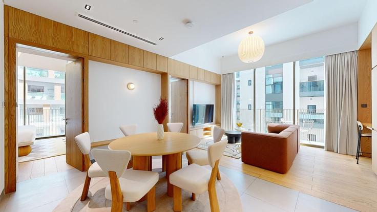 Elegant gestaltetes Wohnzimmer mit moderner Einrichtung in einer Wohnung im Building 45B Street - moodholidayhomes - 1054072 - DXB in Al Satwa, Dubai Elegant gestaltetes Wohnzimmer mit moderner Einrichtung in einer Wohnung im Building 45B Street - moodholidayhomes - 1054072 - DXB in Al Satwa, Dubai