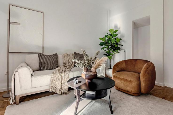 Building Koniari - movingdoors - 1380811 adresindeki bir dairede modern mobilyalarla zarif bir şekilde tasarlanmış oturma odası Central Athens, Athens