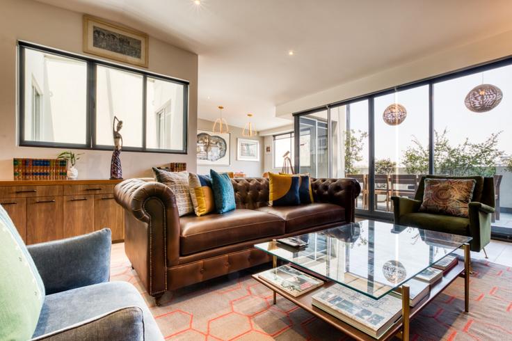 Elegantly designed living room with modern furnishings in an apartment at Building Zamora - mr-w - 1467525 in Mexico City, Mexico City