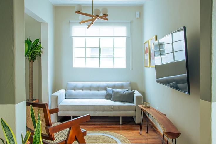 Salle de séjour élégante avec mobilier moderne dans un appartement à Building Calle Laredo - mr-wmain - 1493242 à Mexico City, Mexico City