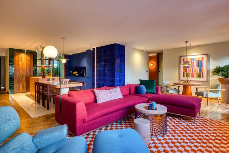 Elegant gestaltetes Wohnzimmer mit moderner Einrichtung in einer Wohnung im Building Ámsterdam 210 - mr-wmain - 1493264 in Mexico City, Mexico City