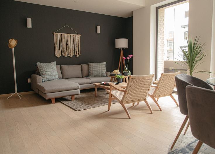 Elegante sala de estar con mobiliario moderno en un apartamento en Building Guanajuato - mr-wmain - 1493123 en Mexico City, Mexico City