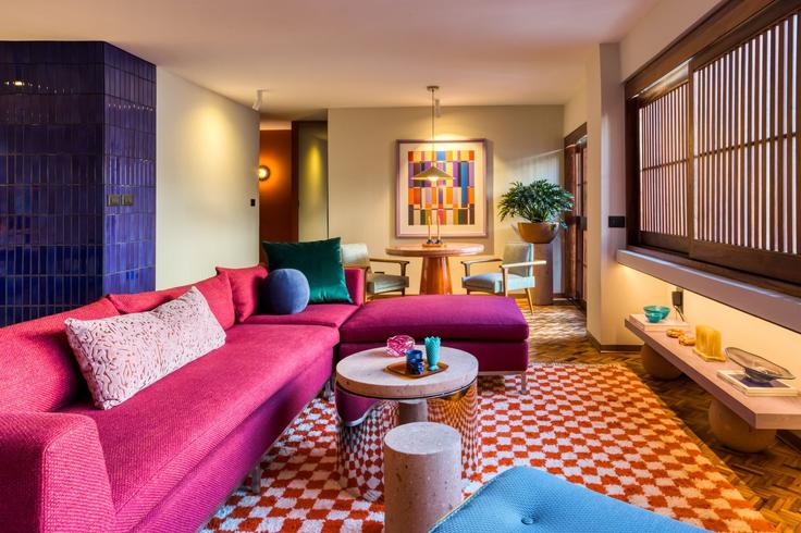 Elegant gestaltetes Wohnzimmer mit moderner Einrichtung in einer Wohnung im Building Ámsterdam 210 - mr-wmain - 1493282 in Mexico City, Mexico City