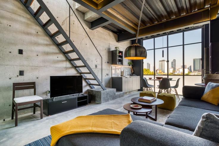 Salle de séjour élégante avec mobilier moderne dans un appartement à Building Calle Querétaro - mr-wmain - 1493192 à Mexico City, Mexico City