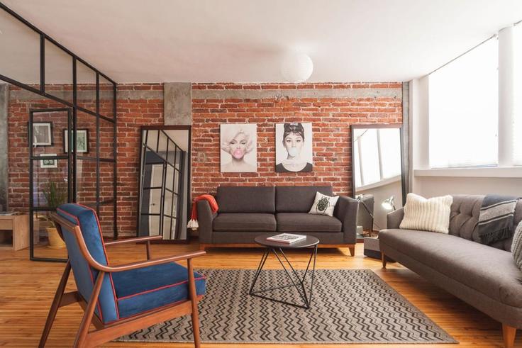 Elegant gestaltetes Wohnzimmer mit moderner Einrichtung in einer Wohnung im Building Enrique Ibsen 36 - mr-wmain - 1493118 in Mexico City, Mexico City