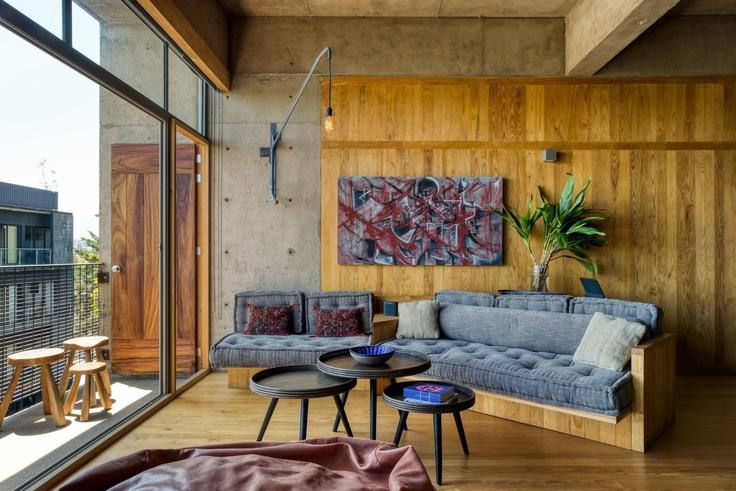 Salle de séjour élégante avec mobilier moderne dans un appartement à Building Merida - mr-wmain - 1493186 à Mexico City, Mexico City