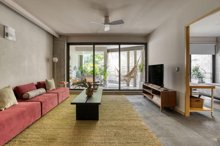 Mexico City Mexico CityのBuilding Sinaloa 49 - mr-wmain - 1493327のアパートメントにある、モダンな家具を備えたエレガントなデザインのリビングルーム