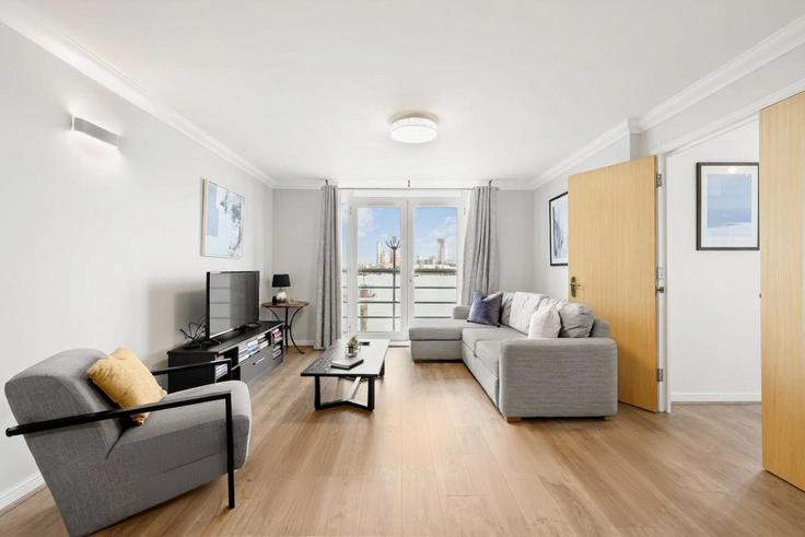 London Borough of Tower Hamlets, London에 위치한 Building Millennium Drive - murray-stays-limited - 1515946 유닛의 세련된 인테리어가 돋보이는 거실