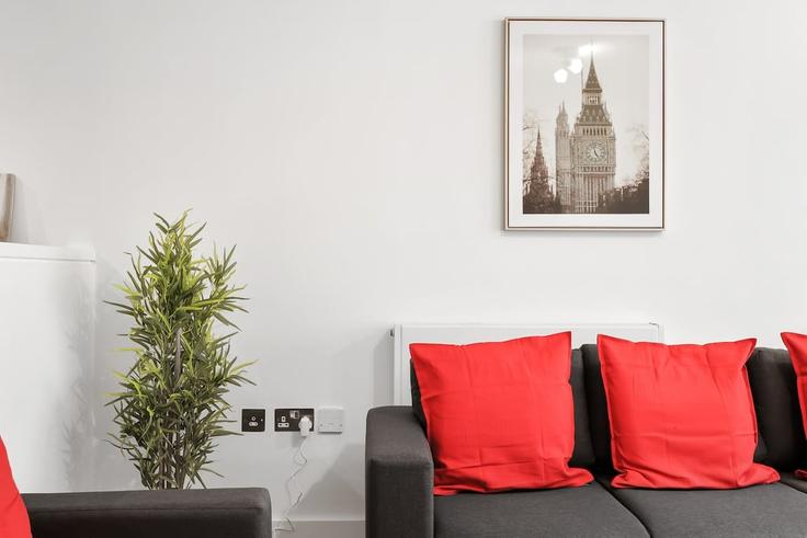 Elegantly designed living room with modern furnishings in an apartment at Building Redchurch Street - murraystays - 1039345 - LON in London Borough of Hackney, London