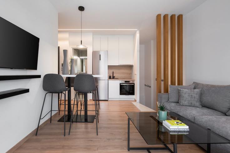 Elegante sala de estar con mobiliario moderno en un apartamento en Building Lagoumitzi - my-greek-vacations - 1340948 en Central Athens, Athens Elegante sala de estar con mobiliario moderno en un apartamento en Building Lagoumitzi - my-greek-vacations - 1340948 en Central Athens, Athens