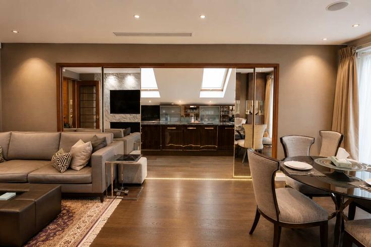 Salle de séjour élégante avec mobilier moderne dans un appartement à Building Beaufort Gardens - my-london-hop-limited - 1610186 à City of Westminster, London