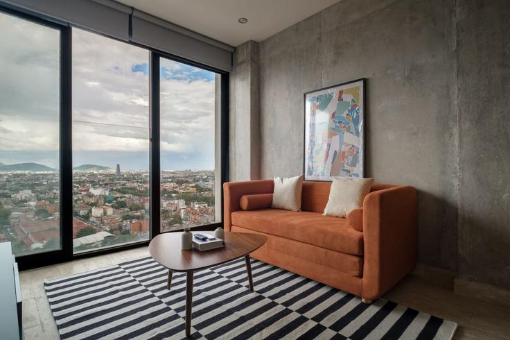Mexico City Mexico CityのBuilding Avenida Marina Nacional - myla-stays - 1356973のアパートメントにある、モダンな家具を備えたエレガントなデザインのリビングルーム