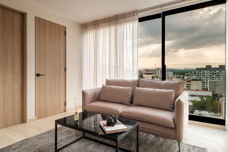 Mexico City, Mexico City에 위치한 Building Salamanca - myla-stays - 1356983 유닛의 세련된 인테리어가 돋보이는 거실 Mexico City, Mexico City에 위치한 Building Salamanca - myla-stays - 1356983 유닛의 세련된 인테리어가 돋보이는 거실