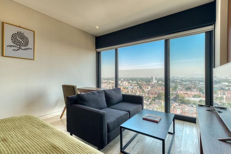 Building Avenida Marina Nacional - myla-stays - 1356984 adresindeki bir dairede modern mobilyalarla zarif bir şekilde tasarlanmış oturma odası Mexico City, Mexico City