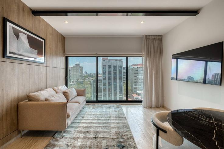 Building Salamanca - myla-stays - 1568786 adresindeki bir dairede modern mobilyalarla zarif bir şekilde tasarlanmış oturma odası Mexico City, Mexico City Building Salamanca - myla-stays - 1568786 adresindeki bir dairede modern mobilyalarla zarif bir şekilde tasarlanmış oturma odası Mexico City, Mexico City
