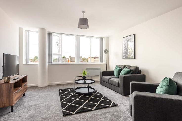 Salle de séjour élégante avec mobilier moderne dans un appartement à Building Carolgate - mypropertyhost - 1270261 - LON à Bassetlaw District, Retford Salle de séjour élégante avec mobilier moderne dans un appartement à Building Carolgate - mypropertyhost - 1270261 - LON à Bassetlaw District, Retford