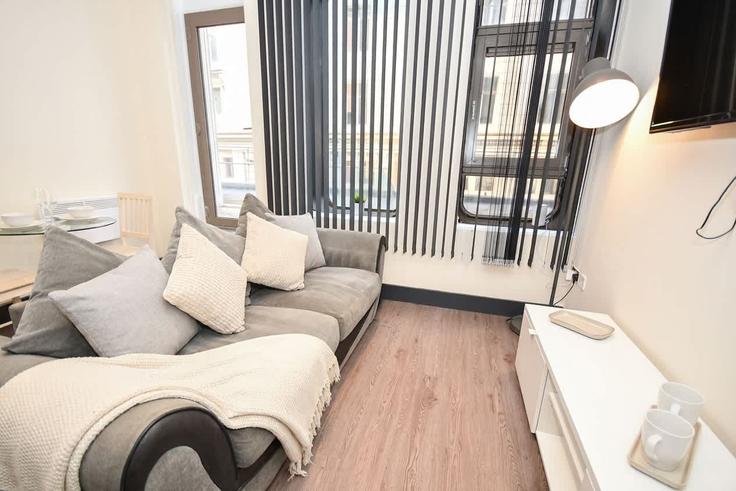 Liverpool, Liverpool에 위치한 Building Rumford Street - mypropertyhost - 1467050 유닛의 세련된 인테리어가 돋보이는 거실 Liverpool, Liverpool에 위치한 Building Rumford Street - mypropertyhost - 1467050 유닛의 세련된 인테리어가 돋보이는 거실