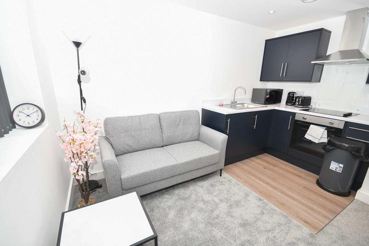 Building Well Street - mypropertyhost - 1638424 adresindeki bir dairede modern mobilyalarla zarif bir şekilde tasarlanmış oturma odası City of Bradford, Bradford