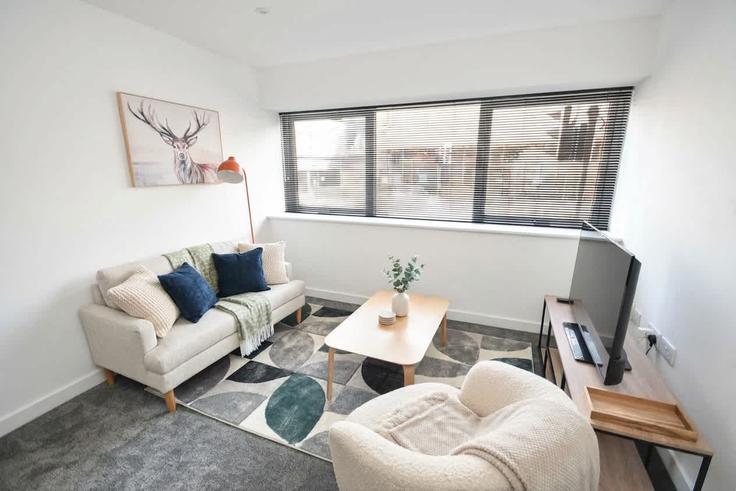 Elegante sala de estar con mobiliario moderno en un apartamento en Building North Street - mypropertyhost - 1584677 en Hull, Hull