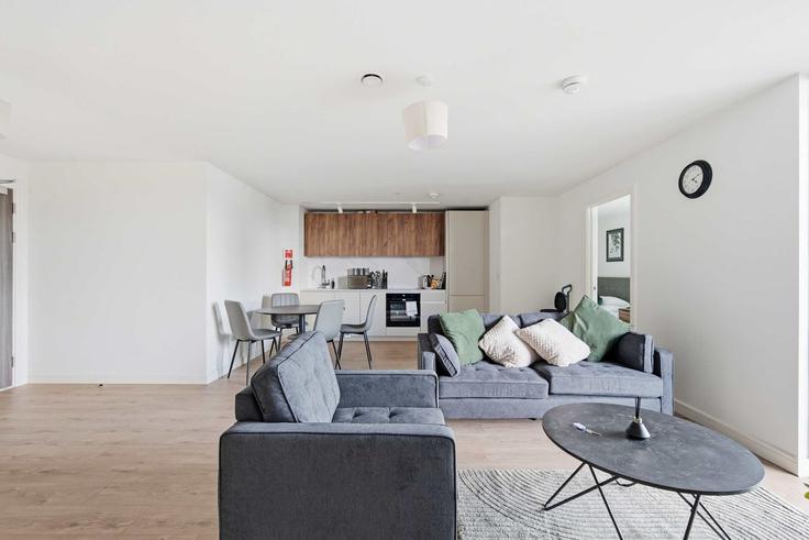 Sala de estar elegantemente projetada com móveis modernos em um apartamento no Building Bradford Street - mypropertyhost - 1638423 em Birmingham District, Birmingham Sala de estar elegantemente projetada com móveis modernos em um apartamento no Building Bradford Street - mypropertyhost - 1638423 em Birmingham District, Birmingham